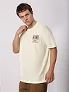 Cream Stamps Printed Oversized T-Shirt
